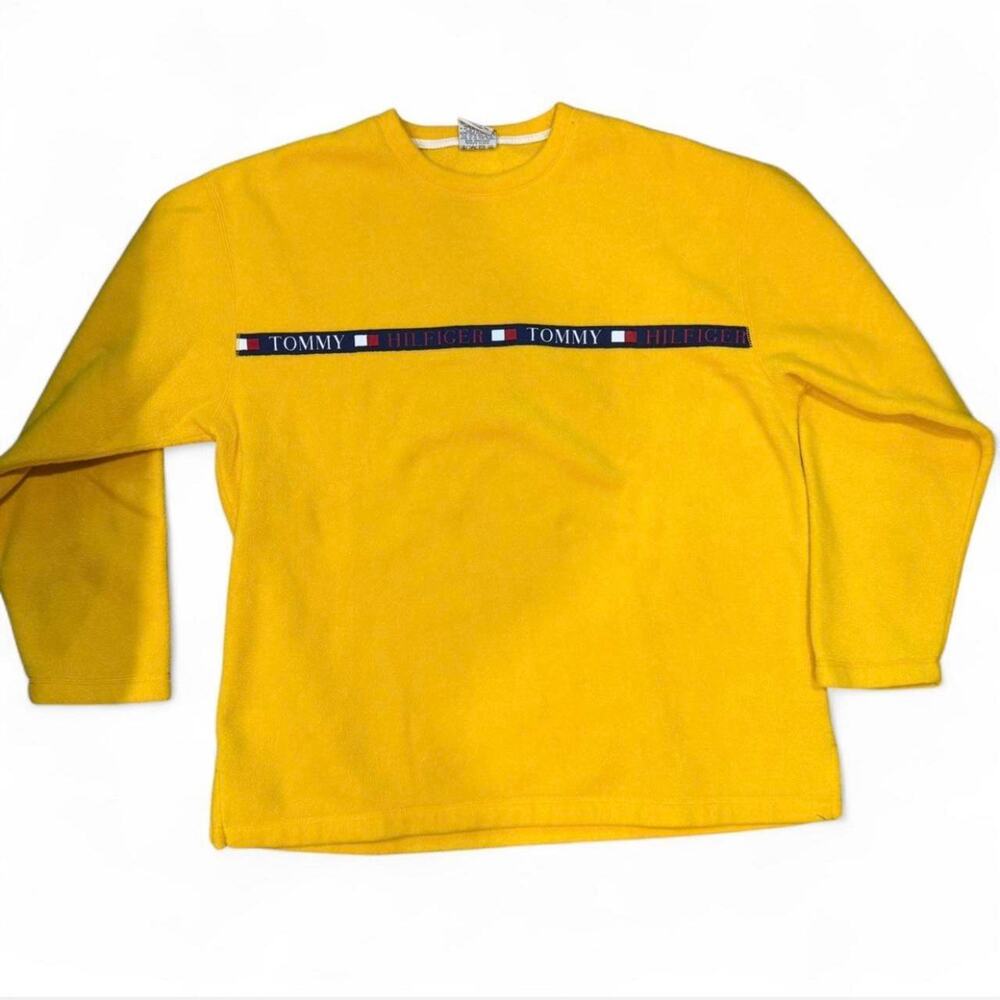 Y2k streetwear sporty bright yellow crewneck Tommy Jeans size Large